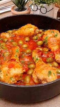 CHICKEN LEGS WITH OLIVES AND CHERRY TOMATOES