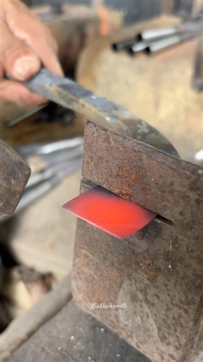 Pay attention to how the blacksmith forms a rubber sap harvesting tool #rubber #metalworking