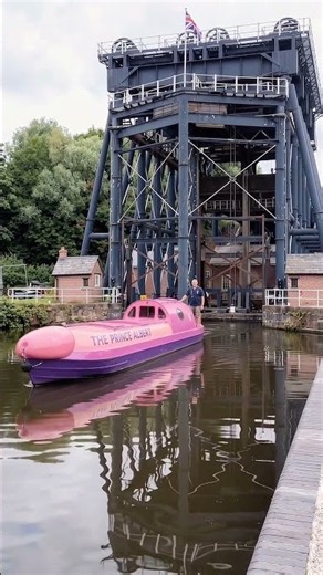 The Prince Albert exiting the Anderton Boat Lift #canal #boat #narrowboat #british #canalboat