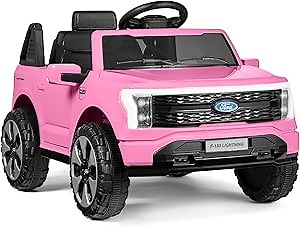 Best Choice Products Licensed Ford F-150 Lightning Truck Kids 12V Electric Ride On Car Toy w/ 66lb Weight Capacity, Parent Control, Bluetooth - Pink