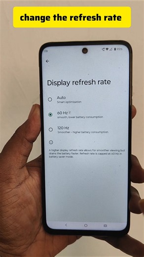 how to change the refresh rate in android mobile #ytshorts