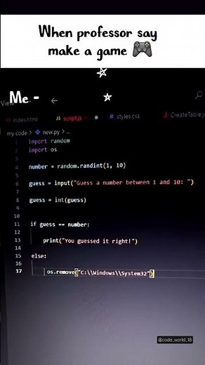 when professor say mak game#shorts #coding