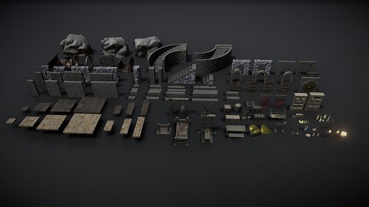 125 Piece Dungeon Modular Kitbash Set - Buy Royalty Free 3D model by 3D Tudor (@3DTudor)