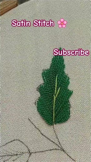 Satin Satitch Leaf 🍃 Embroidery #shorts #embroidery #shortsfeed #vairal #beginnersstitch #crochet