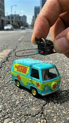 Mini Chainsaw Cutting Scooby-Doo’s Mystery Machine! Wait for the Ending 😱. #diyprojects