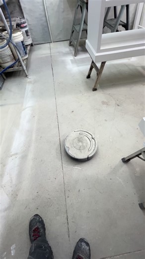 In a house full of people with sensory issues, the Roomba didn’t last very long. It’s loud, bumps into everything, and would get stuck and be lost for weeks at a time. So Rosie got a new home in the spray booth and I honestly can’t emphasize how essential this thing has become. Fine sawdust finds its way into every nook and cranny of a shop, even with all the filters in the world. Dust from overspray and fine sawdust are the bane of any spray booth operator, and no amount of sweeping will get it