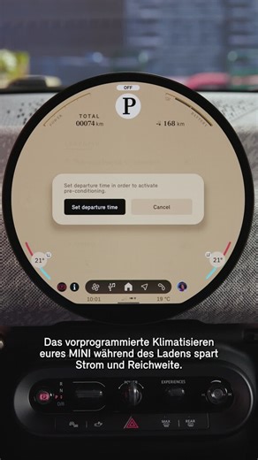 Wusstet ihr schon, dass das Programmieren der Klimaanlage eures vollelektrischen MINI vor dem Aufladen nicht nur eure Fahrten komfortabler macht, sondern auch hilft, seine Reichweite erheblich zu erhöhen und den Energieverbrauch zu optimieren? Ja, da habt ihr wieder etwas Nützliches gelernt, oder? 😉 #MINI #MINISwitzerland #MINISwiss #MINICooper #MINIElectric 14.7 kWh/100 km, 0 g CO₂/km, Kat. A | MINI