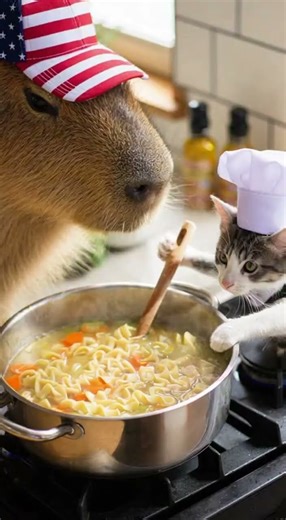 Capybara make the perfect Chicken Noodle Soup #animals #カピバラさん #funny #カピバラさん #capybara #food
