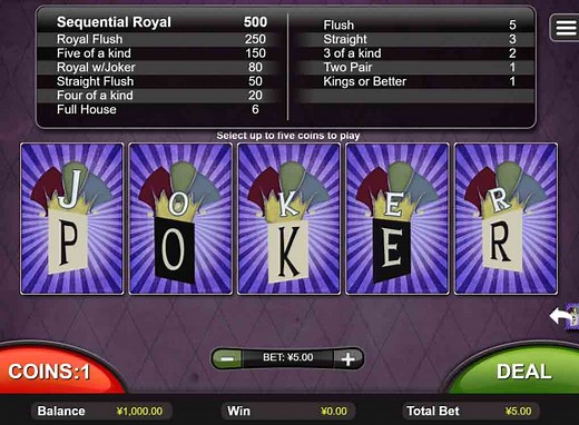 Jouer à Joker Poker de Realtime Gaming - Jeux Gratuits de Casino