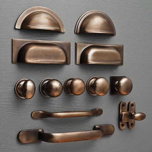 Cast Aged Brass Kitchen Cabinet Handles Hardware | Shropshire Shaker Kitchen Knobs & Pulls - Etsy