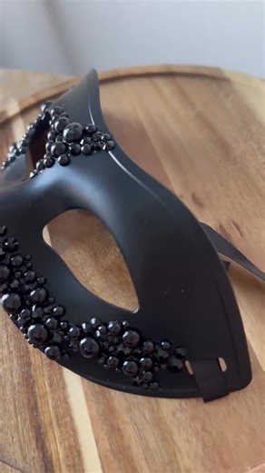 Black pearls and rhinestone masquerade mask