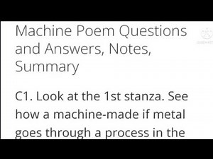 Machine poem Class 8 English question and answers , notes, summary , kseeb solutions