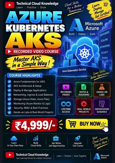 Azure Kubernetes Service (AKS) Course 2026 🔥 Learn AKS from Scratch | Real-World Projects | ₹4,999