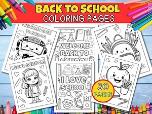 Back to School Coloring Book: 30 Fun Printable Pages (PDF Download - Etsy Canada