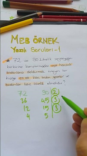 8.sınıf matematik / MEB örnek yazılı soruları 1 / Ebob ekok problemleri