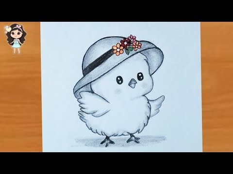 How to draw a cute baby Chick easy | Hen drawing | Drawing for beginners | Pencil drawing | Simple