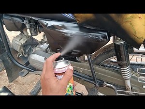 hero honda splendor plus side panel spray painting in black 39