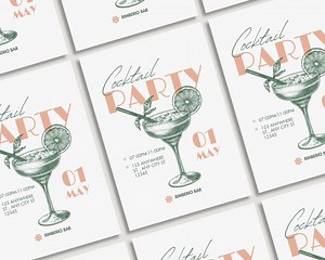 Cocktail Party Invitation Template | Customizable Digital Download | Celebration Invite - Etsy