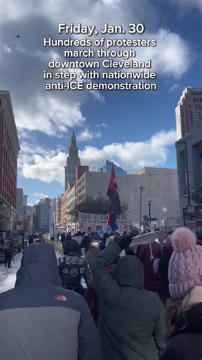 Hundreds of people took part in a march through downtown Cleveland today as part of a nationwide day of action. // 📹➡️ @dmpetkiewicz, Cleveland.com // #ICEprotests #DowntownCleveland #Politics #Ohio #News