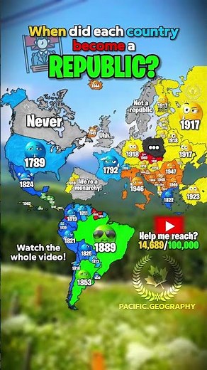 🏳️ When did each country become a republic? #mapping #map #geography #republic #sanmarino