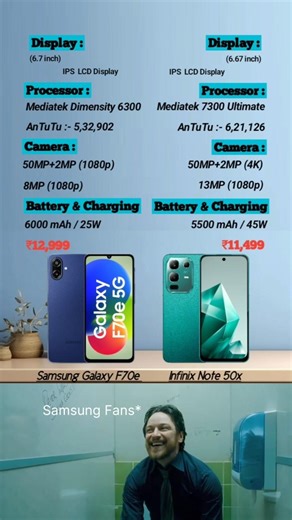 Infinix Note 50x 5g+ vs Samsung Galaxy F70e 🤯 comparison #infinixnote50x #Samsunggalaxyf70e