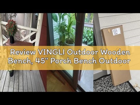 Review VINGLI Outdoor Wooden Bench, 45” Porch Bench Outdoor Backless Garden Bench, Small Outdoor Ben