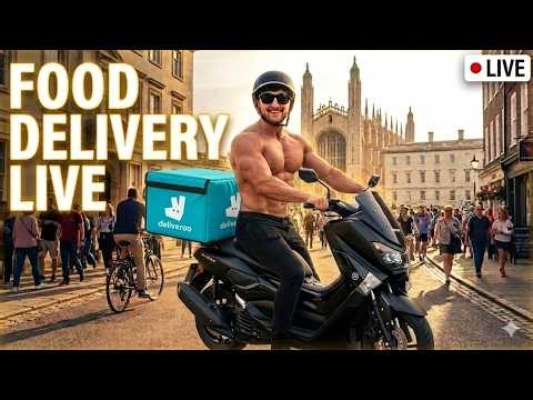 Friday Night Delivering Food LIVE - Beautiful Sunny Deliveries, lovely customers, motorbike vrooming