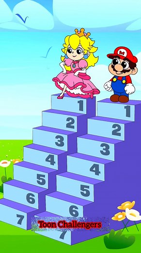 Help Mario Kiss Peach - Perfect Step Puzzle _ Mario | Toon Challengers