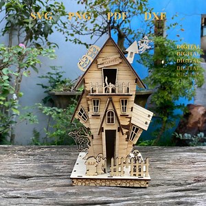 Halloween Haunted House Wooden Puzzle: 3D Laser Cut Model (digital File) - Etsy