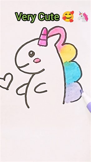How to draw a cute Unicorn 🦄 For Kids | Easy Step by #shorts #art #ytshorts #kidsart