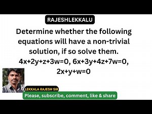 non-trivial solution || homogenous|| rajeshlekkalu