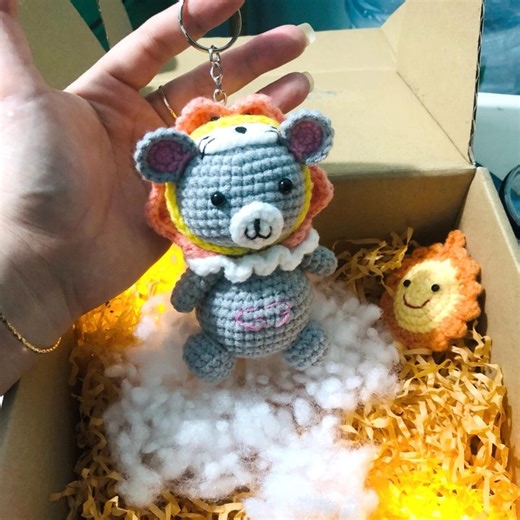 Crochet Animal Keychain, Lion Bear Amigurumi Keyring, Handmade Plush Gift - Etsy