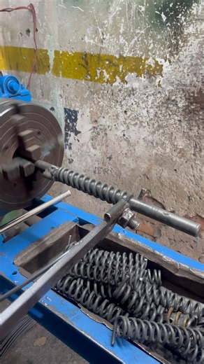 Steel Wire Mastery – Spring Making Skill #lathemachine #shorts