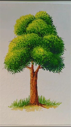 )🌳 How to draw Tree – Step By Step/easy watercolor tree/realistic tree painting/ped kese bnye #short