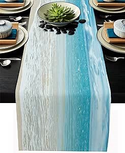 Summer Table Runners 70 Inches Long Tropical Ocean Beach Sea Water Table Runner for Family Dinner/Wedding/Outdoor Indoor Party, Cotton-Polyester Blend Dresser Scarf Table Decorations