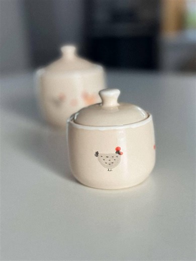 Handmade Ceramic Jar With Lid | Chicken | Ladybug - Etsy