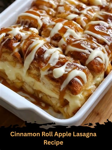 Cinnamon Roll Apple Lasagna ✨ Full recipe step-by-step available on my page — it’s under my profile photo !⬆️