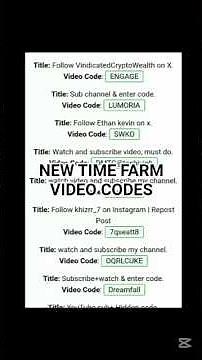 Time farm video code today
