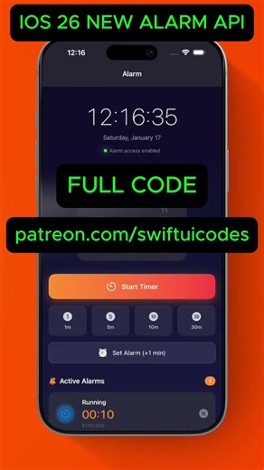 🎯 SwiftUI Alarm & Timer App (iOS 26 API) ⏰🔥 Full Source Code #swiftui #appdevelopment #alarmkit