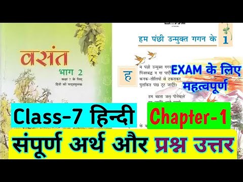 Class 7 hindi chapter 1 question answer | vasant | Ham Panchi unmukt Gagan ke question answer | bseb