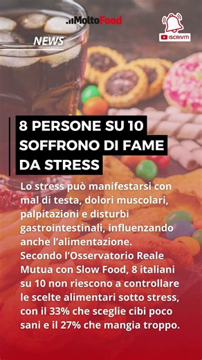 8 persone su 10 soffrono di fame da stress