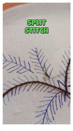 Pine Leaf Embroidery Design 🌿 | Hand Stitching with Sequins