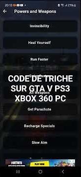 le Code triche de Gta V PS3 XBOX 360 pc