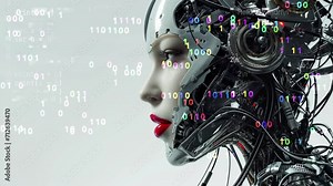 Beautiful technology female robot cyborg made with AI generative art