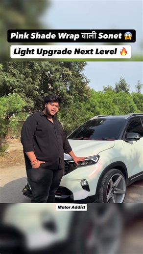Craziest Modified Kia Sonet 😱 Pink Shade Wrap + Light Upgrade 🔥 #carreviewindia