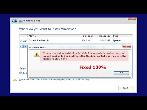 Windows Installation Failed | This computer’s hardware may not support Disk Controller & BIOS Boot