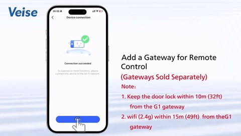 Veise VE018 Smart Knob Handle Lock - Fingerprint, App Control, Keyless Entry for Front Door and Bedroom, Electronic Digital Keypad, Auto Lock, Remote Access Sharing, IP55 Weatherproof, Matte Black