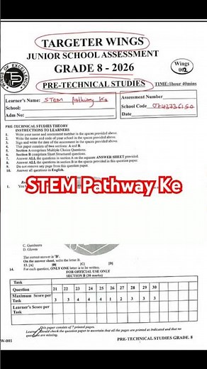 PRE TECHNICAL STUDIES GRADE 8 | Targeter wings #kjsea #science KJSEA revision papers grade 9