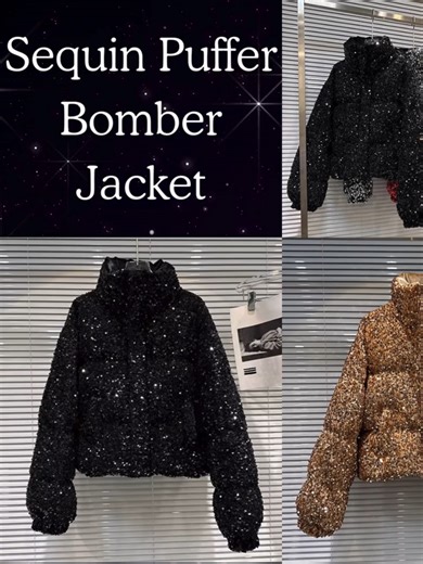 Shop Sequin Puffer Bomber Jackets for Your Festival Style