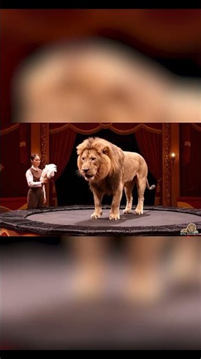 🦁 Lion on a Trampoline | Playful ASMR Bounce 💨✨